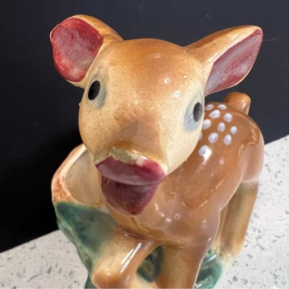 Vintage SHAFFORD Deer Planter Bambi Hand Painted Decorated Vase Japan MCM - Picture 2 of 11